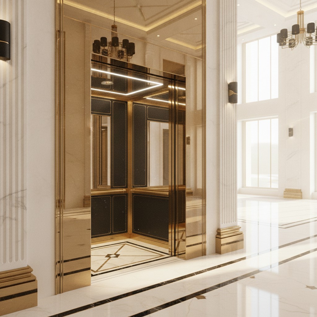 Passenger Elevator — luxury marble lobby installation